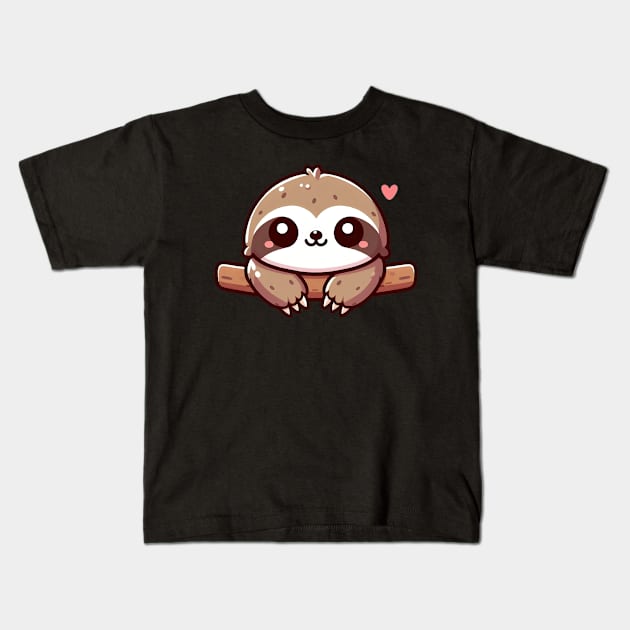 Charming Kawaii Sloth Kids T-Shirt by PhotoSphere